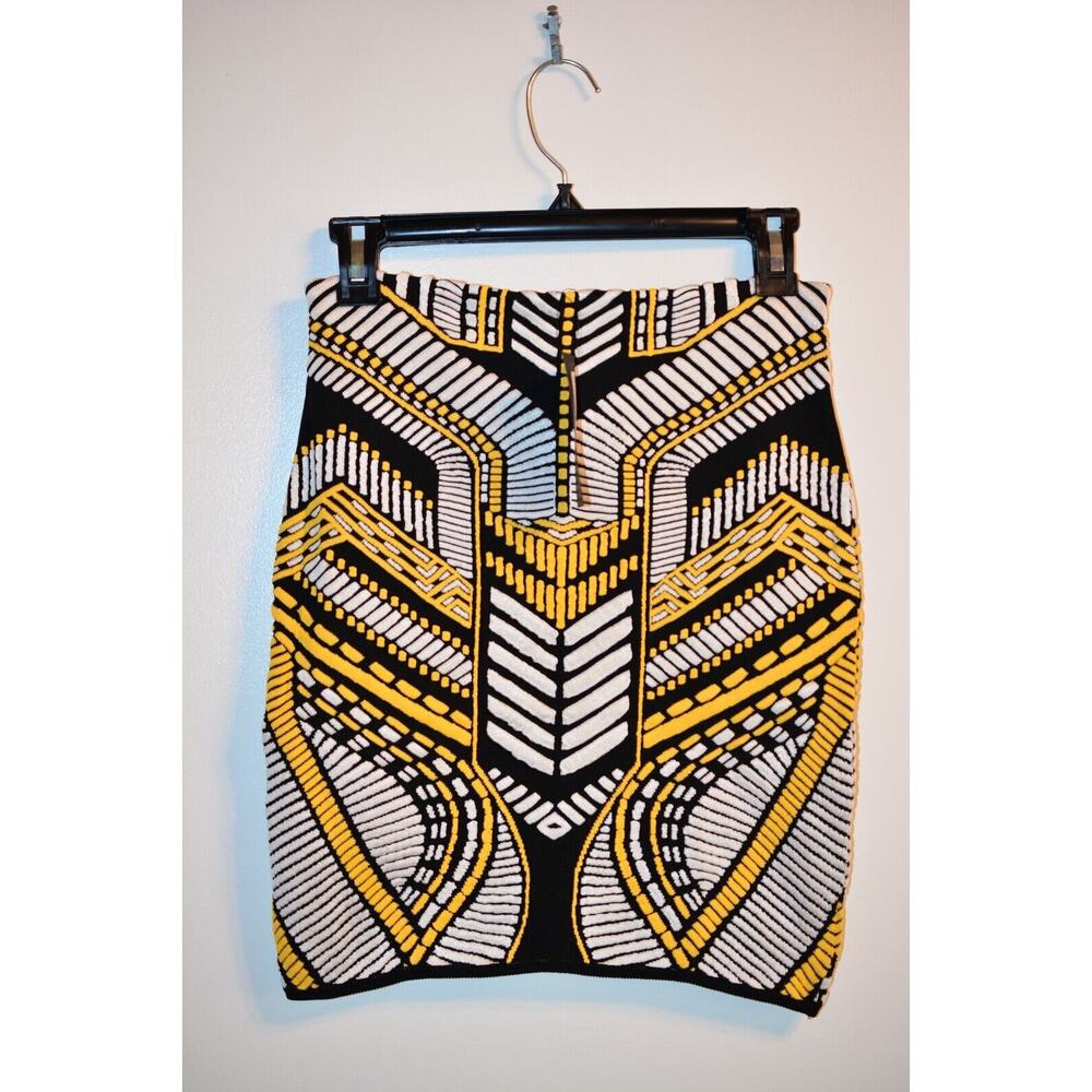 RVN Black and White Embellished Mini Skirt